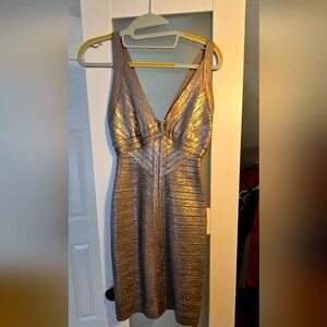 Herve Leger Elegant Metallic Dress